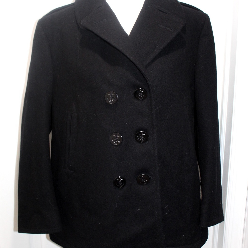 DSCP Quarterdeck Black Heavy Wool Pea Coat US NAVY